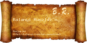 Balanyi Ruszlán névjegykártya